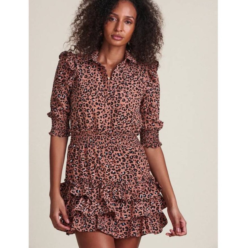 The Shirt by Rochelle Behrens Leopard Print Mini Dress in Brown and Black